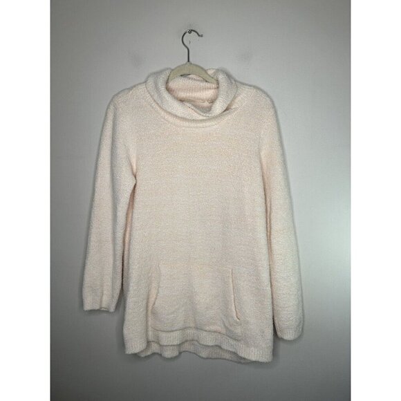 Soft Surroundings Cozy Sweatshirt Pink Cowl Neck Kangaroo Pockets Size Medium - Picture 1 of 12